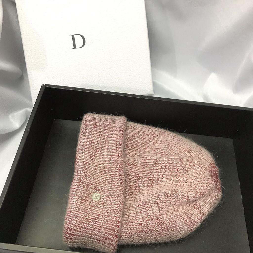 Russian Winter Warm Rabbit Hair Knitted Hat Celebrity Light Luxury Small Diamond Double Fold Wool Hat Women'S Outdoor Windproof
