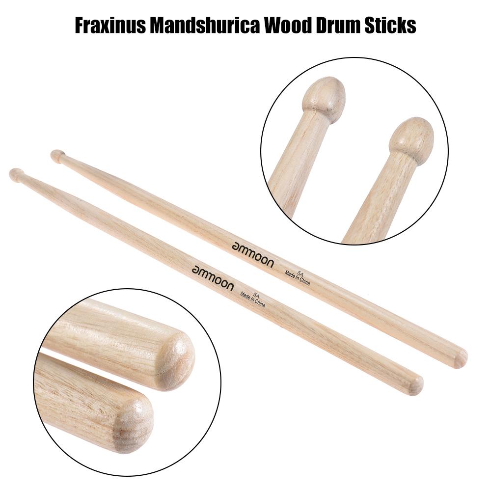 ammoon 12 Pairs of 5A Wooden sticks Sticks Fraxinus Mandshurica Wood Set Accessories