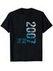 Unisex T-shirt Black T-Shirt Limited Edition 2007 Print Casual Wear, Crew Neck, Regular Fit, Medium Stretch Fabric,