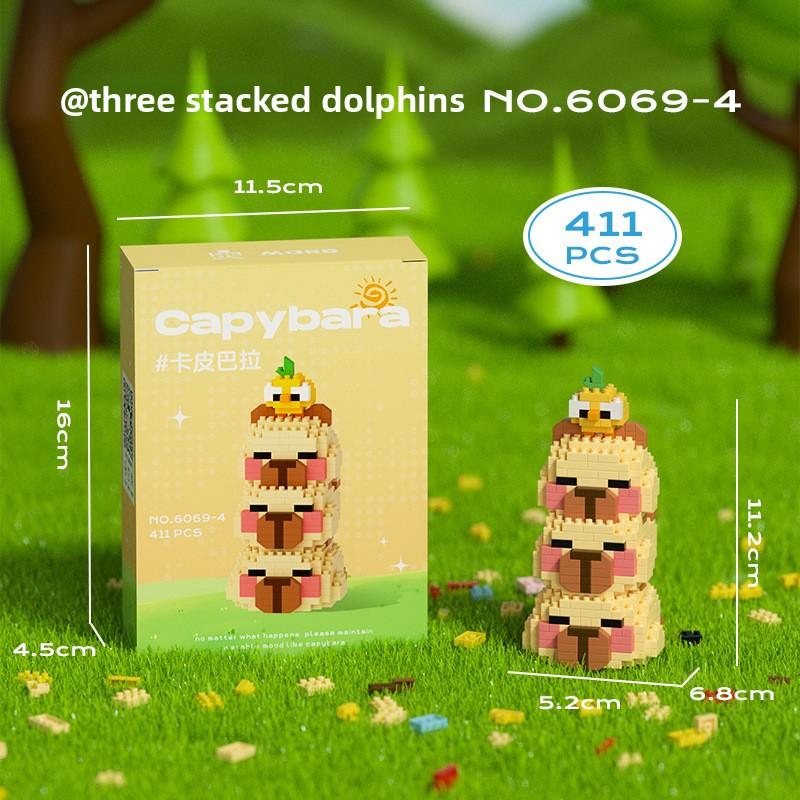 

Tangerine Capybara Animal Building Block Set Toy For Kids And Use Educational Stacked Pink