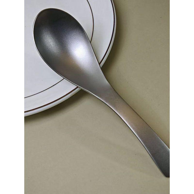 Matte Retro-Style Pure Titanium-Plated 304 Stainless Steel Spoon with Short Handle, Small Soup Spoon for Home Use, Deepened Rice Spoon, Soup Spoon