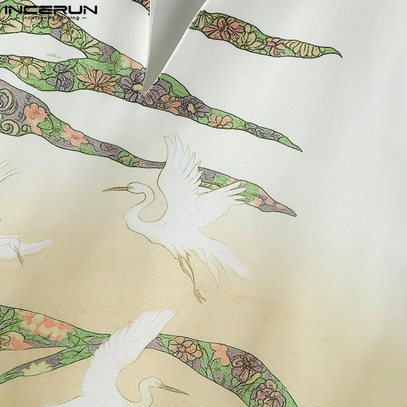 INCERUN Men Lapel Neck Sleeveless Fake Two-piece Print Casual Tank Tops