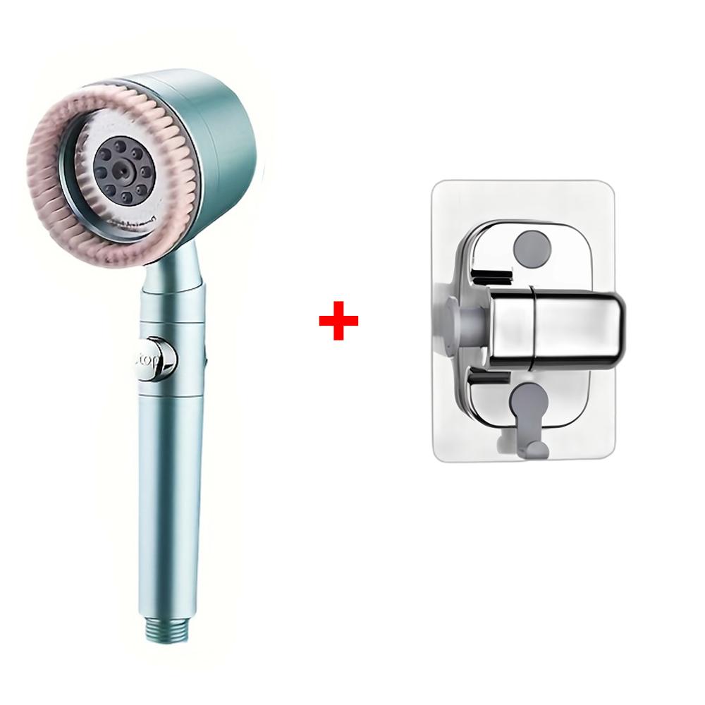 Pommeau de douche 5+1 modes avec brosse de massage ABS Haute pression Économie d'eau Portable Filtre de salle de bain Pommeau de douche Arrêt d'eau à une touche