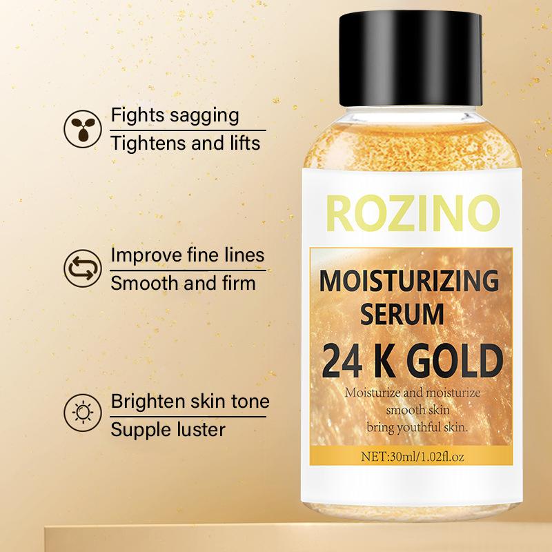 Avansert Formel 24k Gull Essens Væske Strammer Porer Hyaluronsyre Serum Fuktighetsgivende 30ml