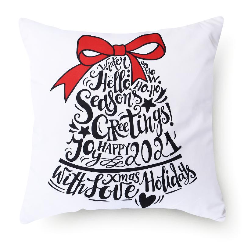 45x45cm Weihnachten Frohe Weihnachten Dekorativer Druck Muster Kissenbezug Zuhause Wohnzimmer Sofa Dekokissenbezug