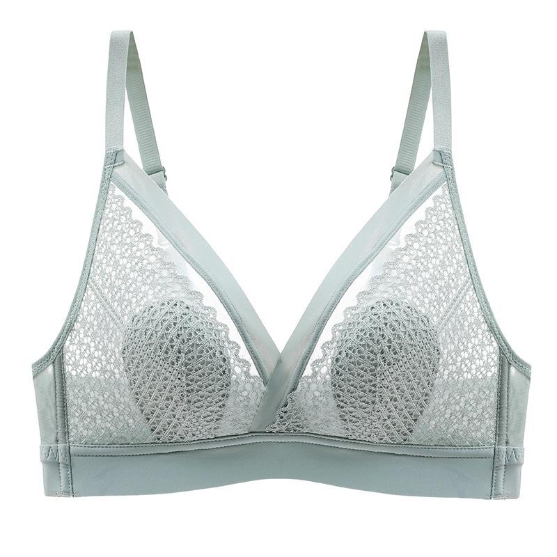 

Французское летнее ультратонкое сексуальное кружевное латексное нижнее белье, женская коллекция без маркировки, бюстгальтер для груди 32/70ABC светло-зеленый