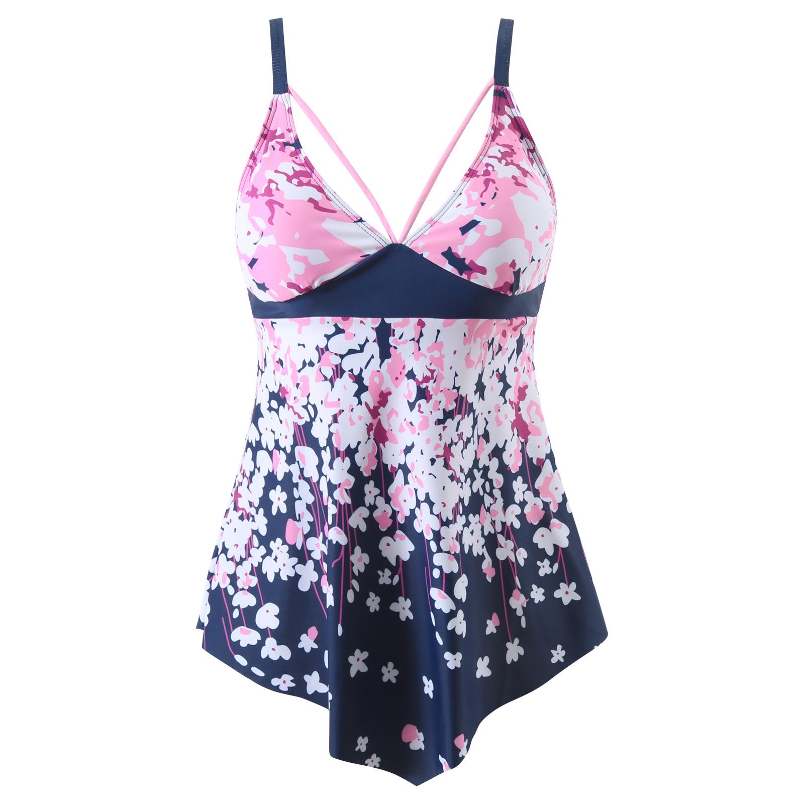 

Цифровой принт, раздельный купальник-бикини большого размера 2025 - Быстросохнущий, европейский и американский стиль XL темно-синий