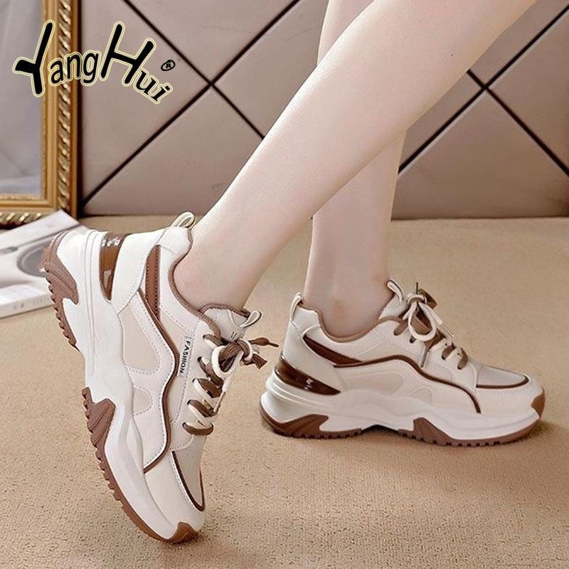 Women's Shoes Platform Mixed Colors All-match Casual Comfortable Breathable Sneakers Women Wear-resistant 2024 New Fashion