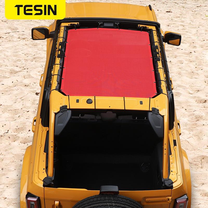 TESIN Car Covers For Ford Bronco  2022 PVC Sunshade Roof Top Mesh Anti UV Rays Insulation Net Protection 4Doors