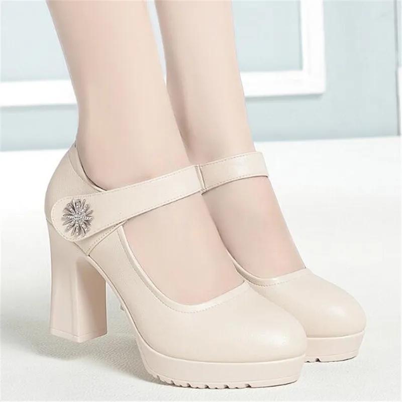 Fashion Women Platform Pumps Shoes Women Shoe 2025 Shallow Mouth High Heels Women's Comfortable Round Head Thick Heeled Black Work Shoes