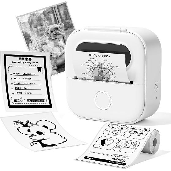 Sticker Maker Machine, Print Pods Mini Printer with Sticker, Mini Portable Printer Y02C, Bluetooth Inkless Receipt for Phone, Thermal Portable белый