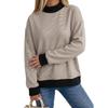 Women S Round Neck Fleece Striped Long Sleeve Loose Top