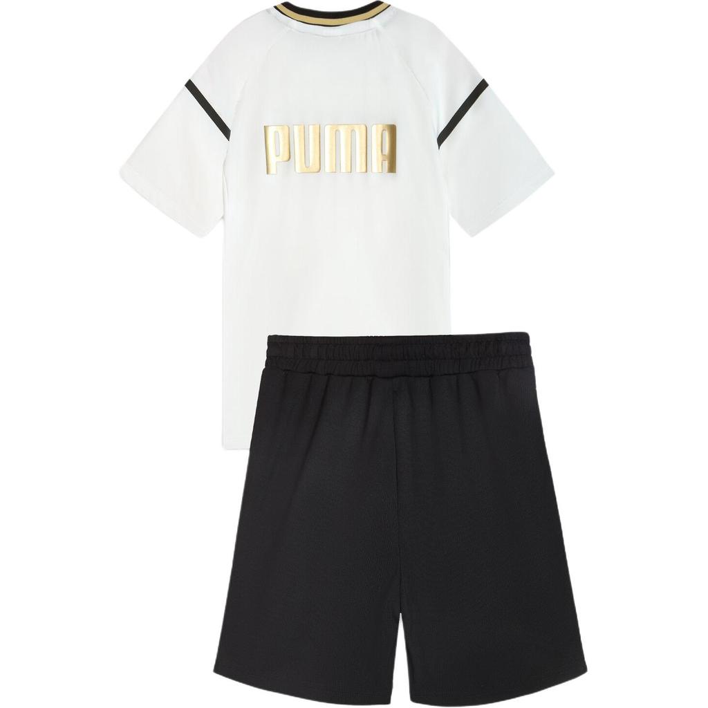 Puma Casual Sports Suit Moisture-Wicking Quick-Dry Round Neck Running Short Sleeve Shorts 2-Piece Set Kids sets 950453-01
