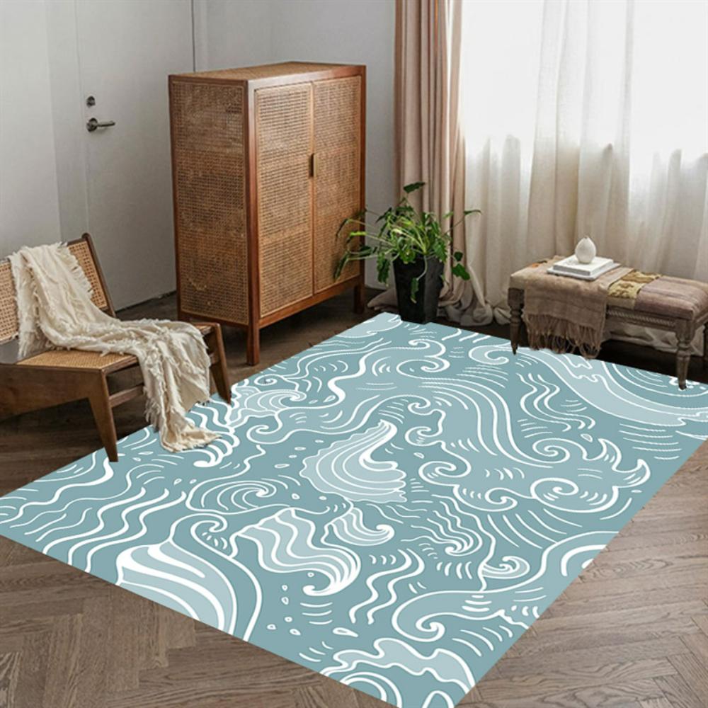 Modern Orange Striped Geometric Carpet Living Room Decor Sofa Rug Bedside Soft Area Rug Balcony Coffee Table Floor Mat Doormat