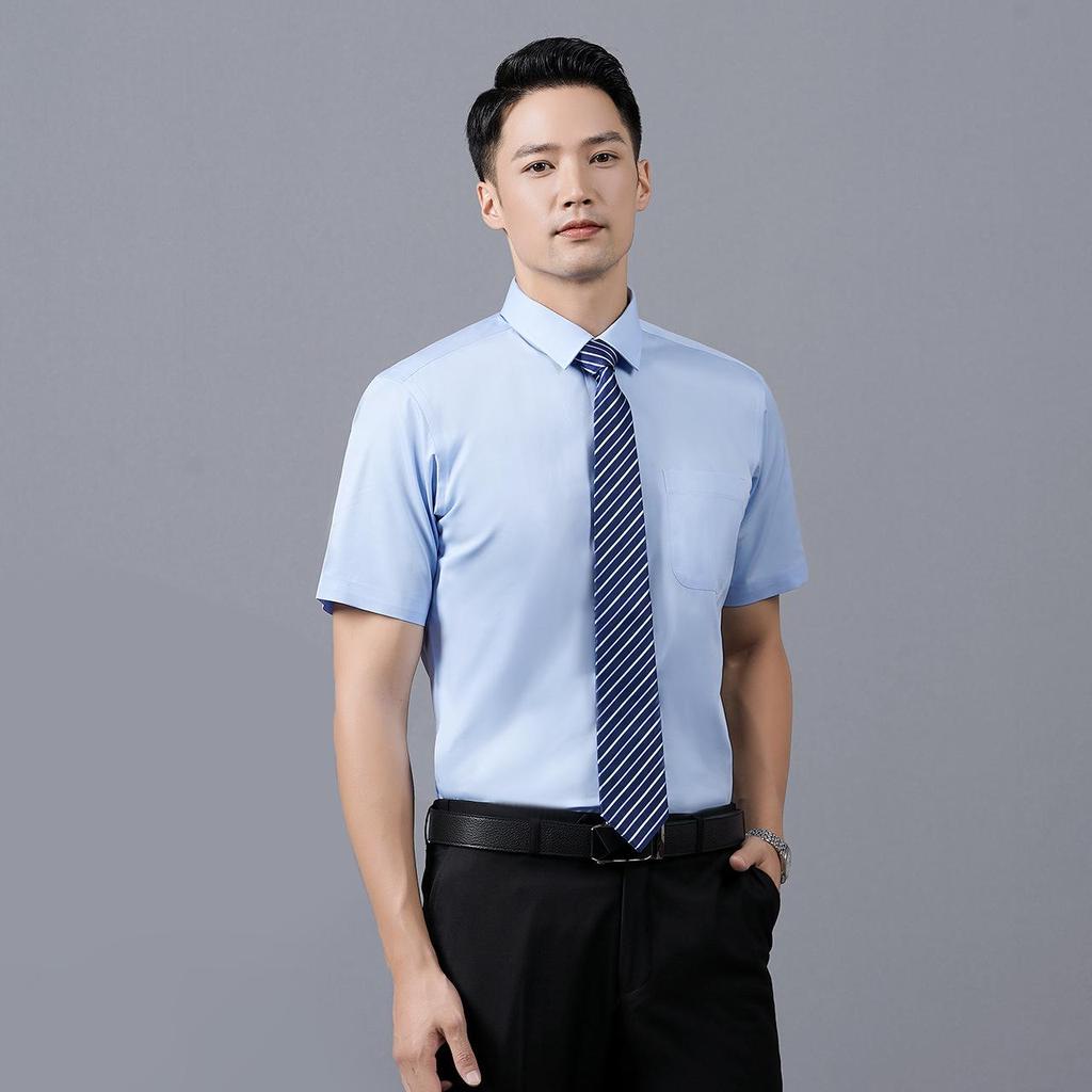 Men's Long-Sleeve White Shirts - Summer Anti-Wrinkle, Breathable, Sweat-Absorbent with Embroidered Logo