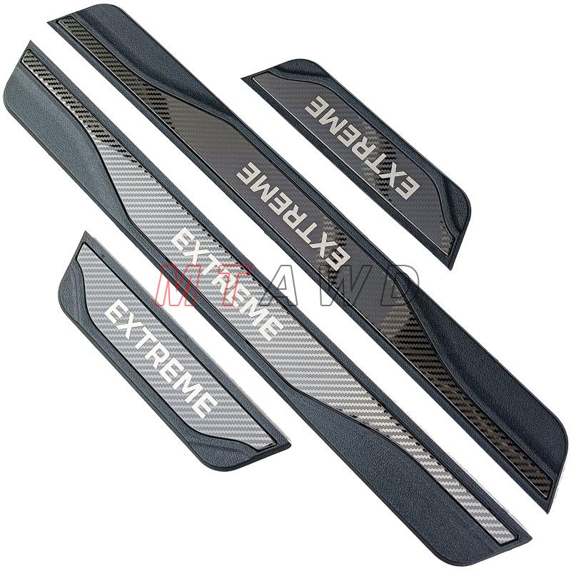 For Dacia Jogger Sandero Stepway Extreme Accessory -  Carbon Stainless Car Door Sill Kick Plate Protector Cover Trim
