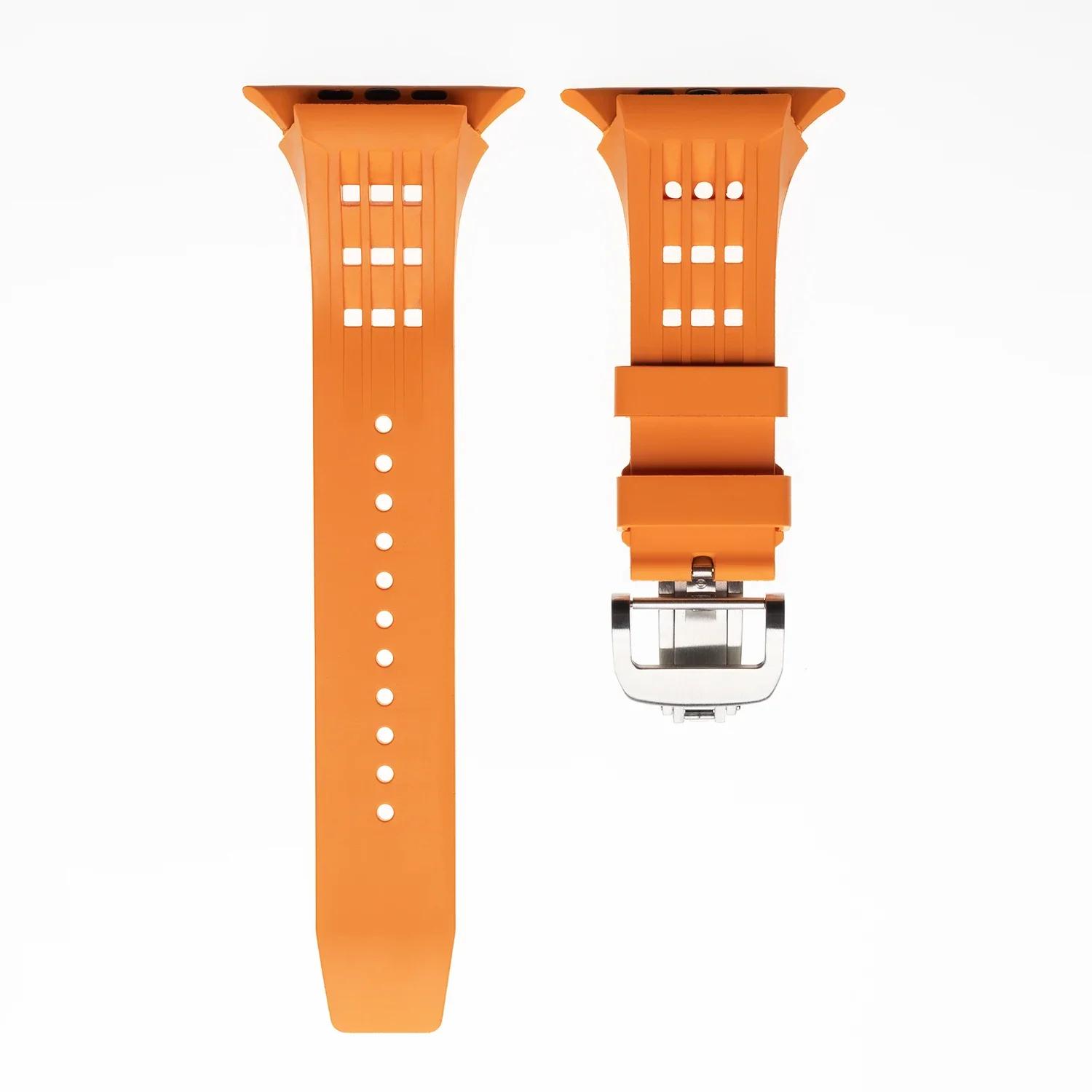

Luxury Transparent Modification Kit For Apple Watch 10 Fluororubber Watch Band For iWatch Series 46MM Metal Butterfly Buckle For iWatch 10 46MM