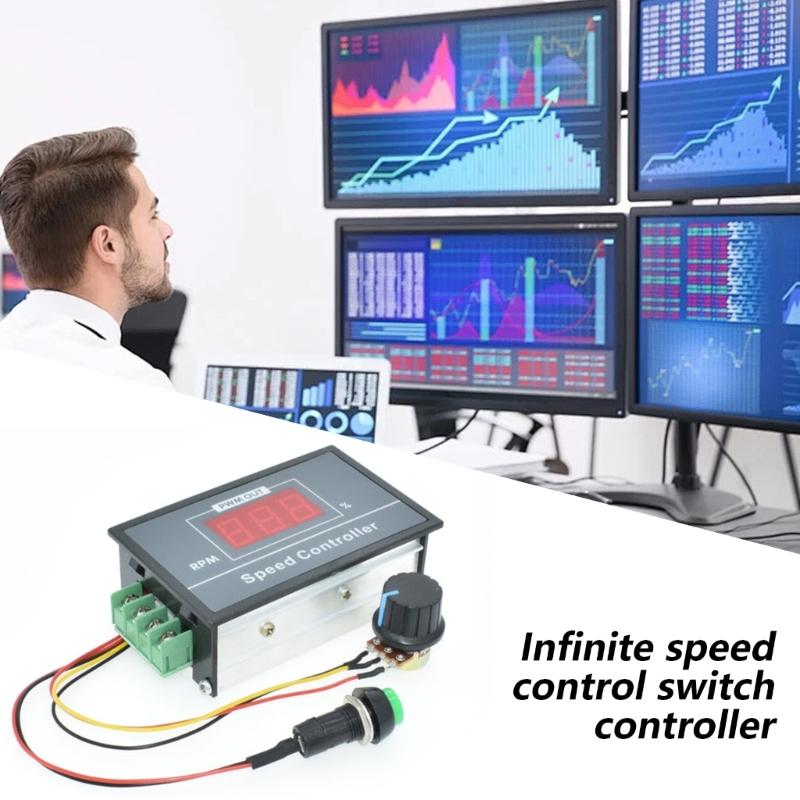 6-60V Motor Speed Regulator with Starting Stop Switcher Digital 30A PWM Stepless Speed Control Controller 12V 24V 36V