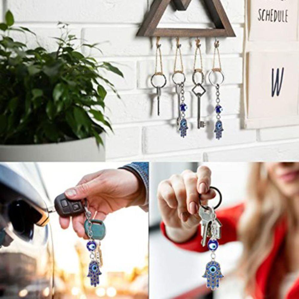 For Men Women Blue Key Holder Good Luck Amulet Protection Charm Hamsa Keychain Fatima Hand Evil Eye