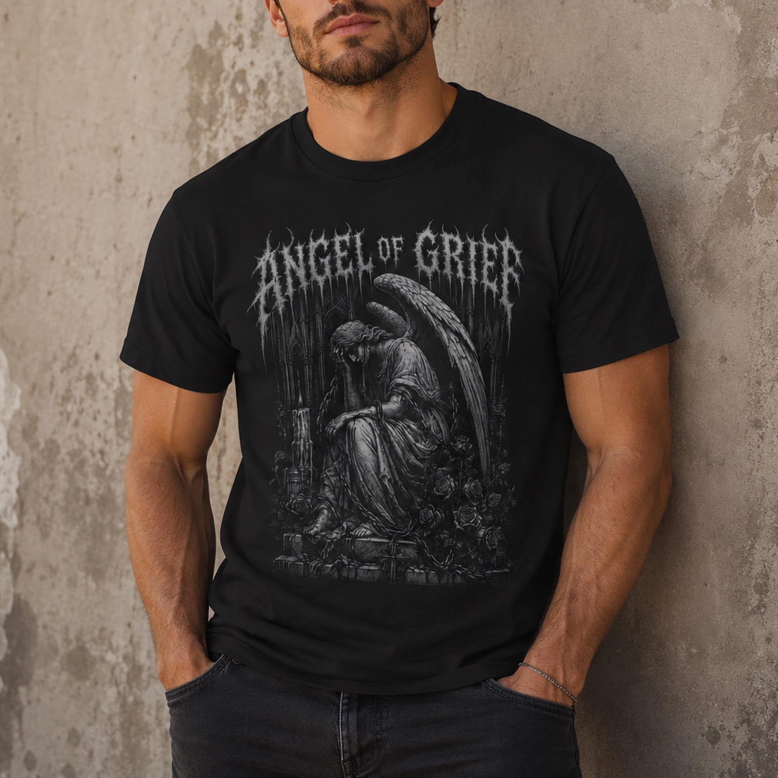 Dark Angel Gothic T-Shirt: Fallen Angel Shirt | Heavy Metal Unisex Tee | Dark Aesthetic Gift for Gothic Fashion Lovers | Metalhead Apparel 3XL