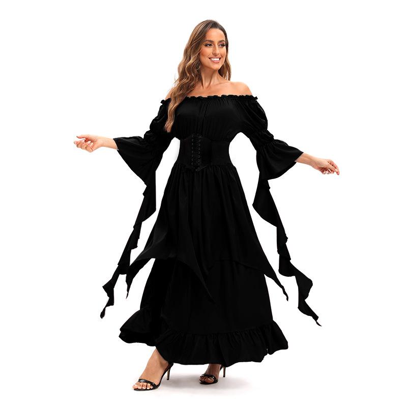 New Gorgeous Literary Retro Co Halloween Bundle Waist Dress Costume Stage Dress
