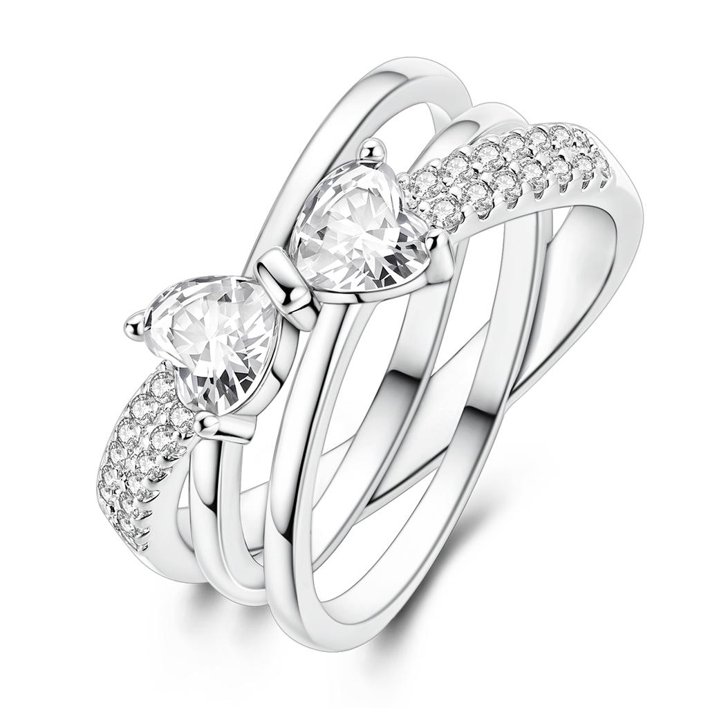 Women's 925 Sterling Silver Cocktail Ring, Set with Zircon Heart-shaped Wedding Jewelry 2025