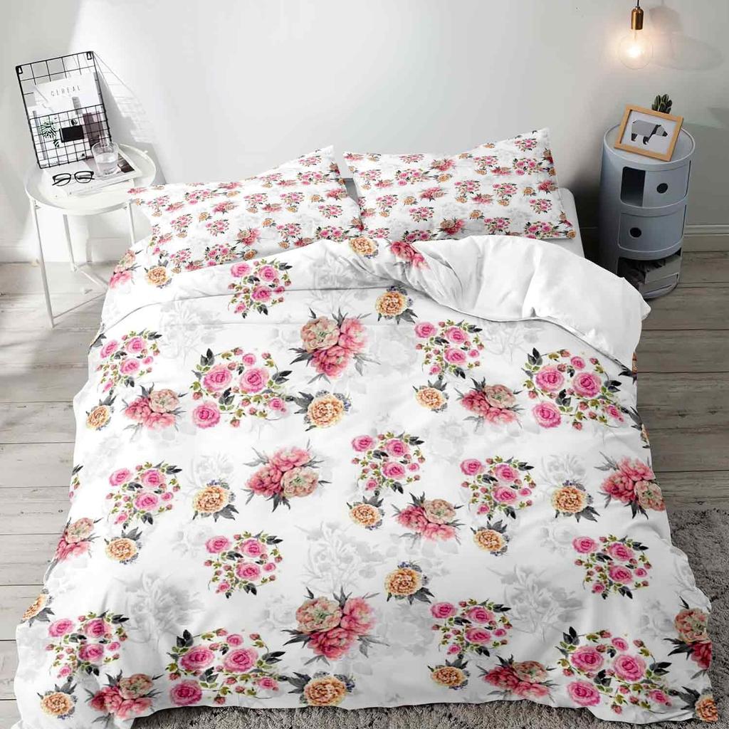 Peony Duvet Cover Sets For Girls Women Quilt Covers Lightweight Down Room Decor Queen Size 2 Pillowcase 1 Duvet Cover No Quilt