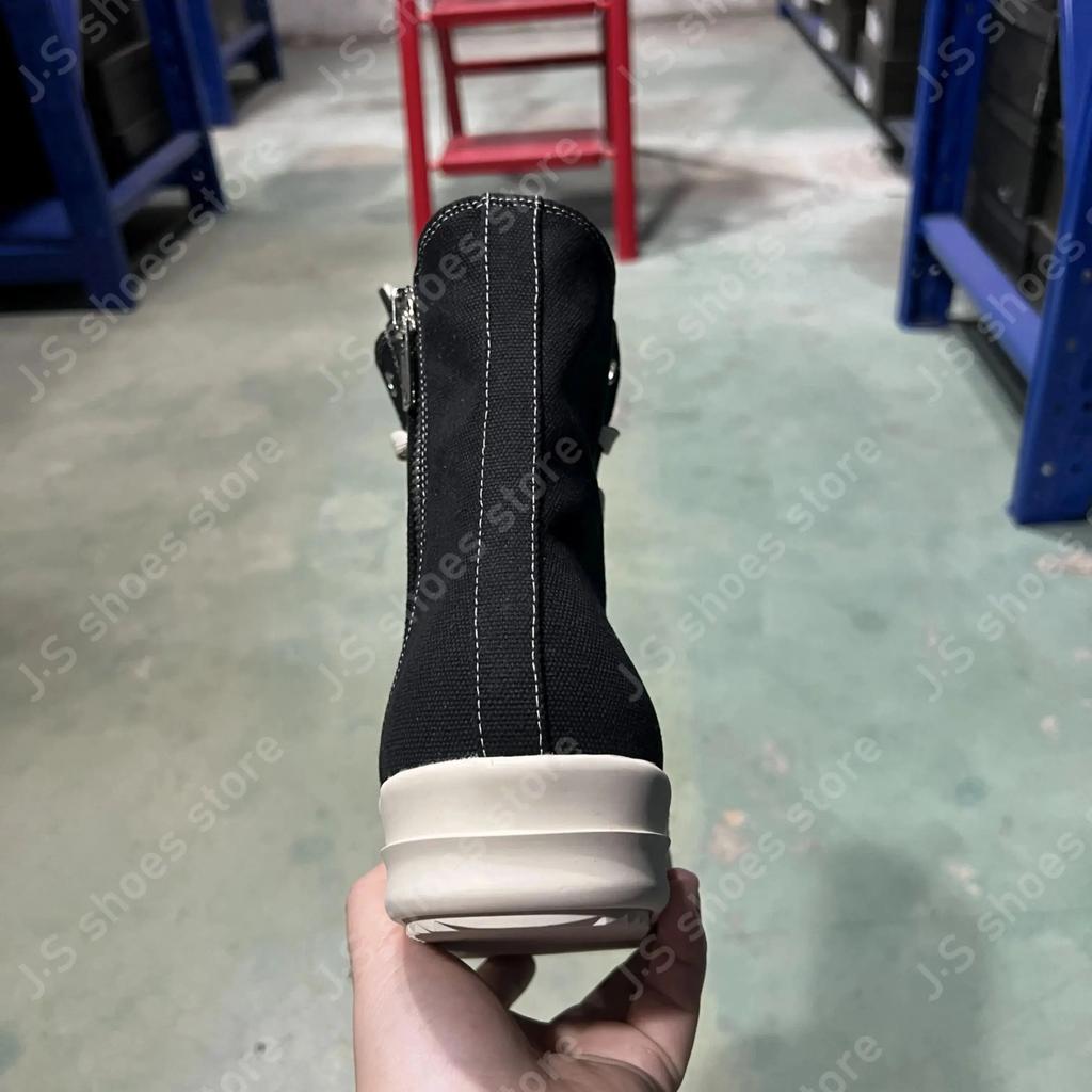 R-o Outdoor Black Canvas High Top Shoes Classic Design Men Shoe Boot White Thread Zipper Women Ankle Boots Casual Sneakers