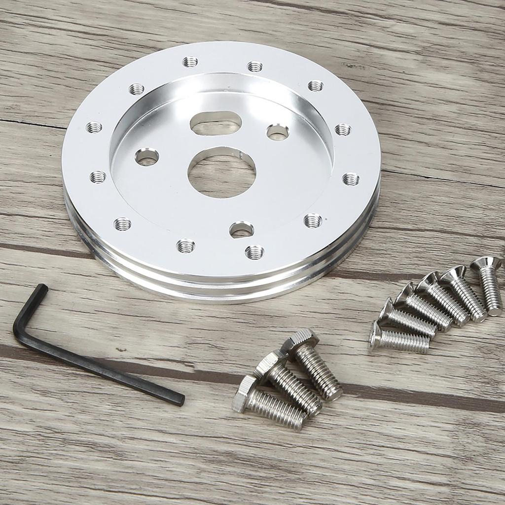Universal Steering Wheel to Grant 3 Hole 0.5in Hub Spacer Pad for 6 Hole Adapter(Silver)