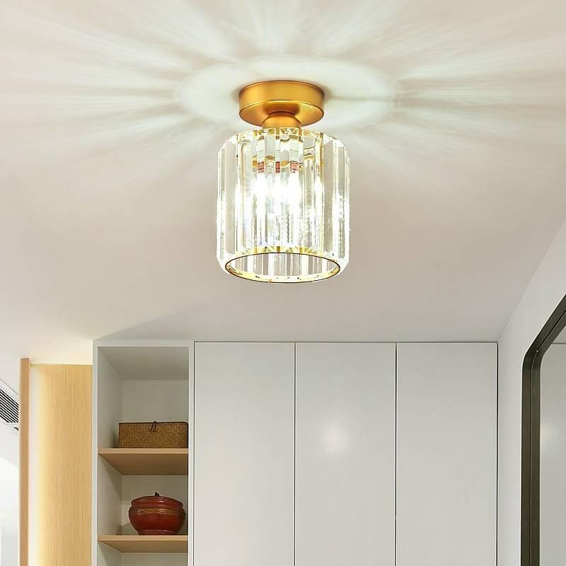 Stylish Modern Crystal Ceiling Light Elegant Design For Entryway Hallway In Black And Gold