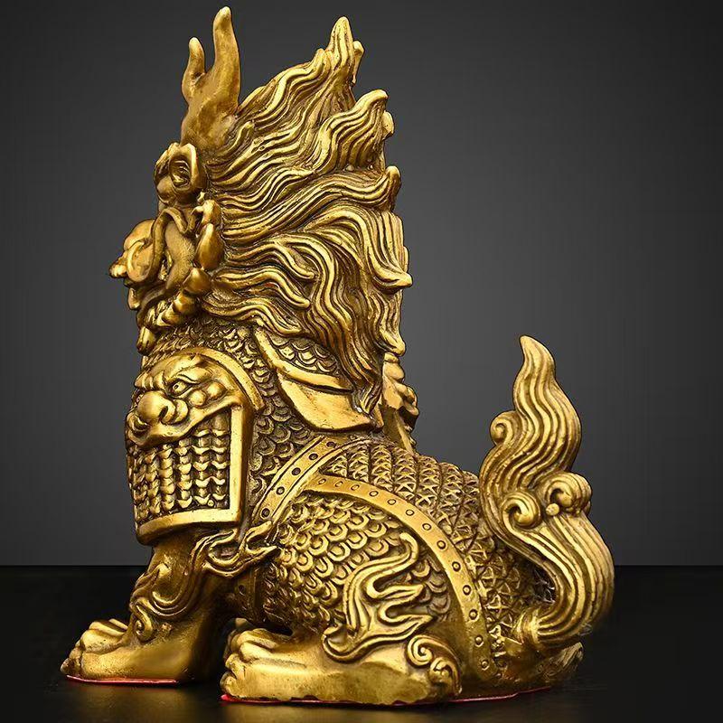 1pair High Quality Feng Shui Lucky Copper Animal Unicorn Home Office Ornaments Desk Decor