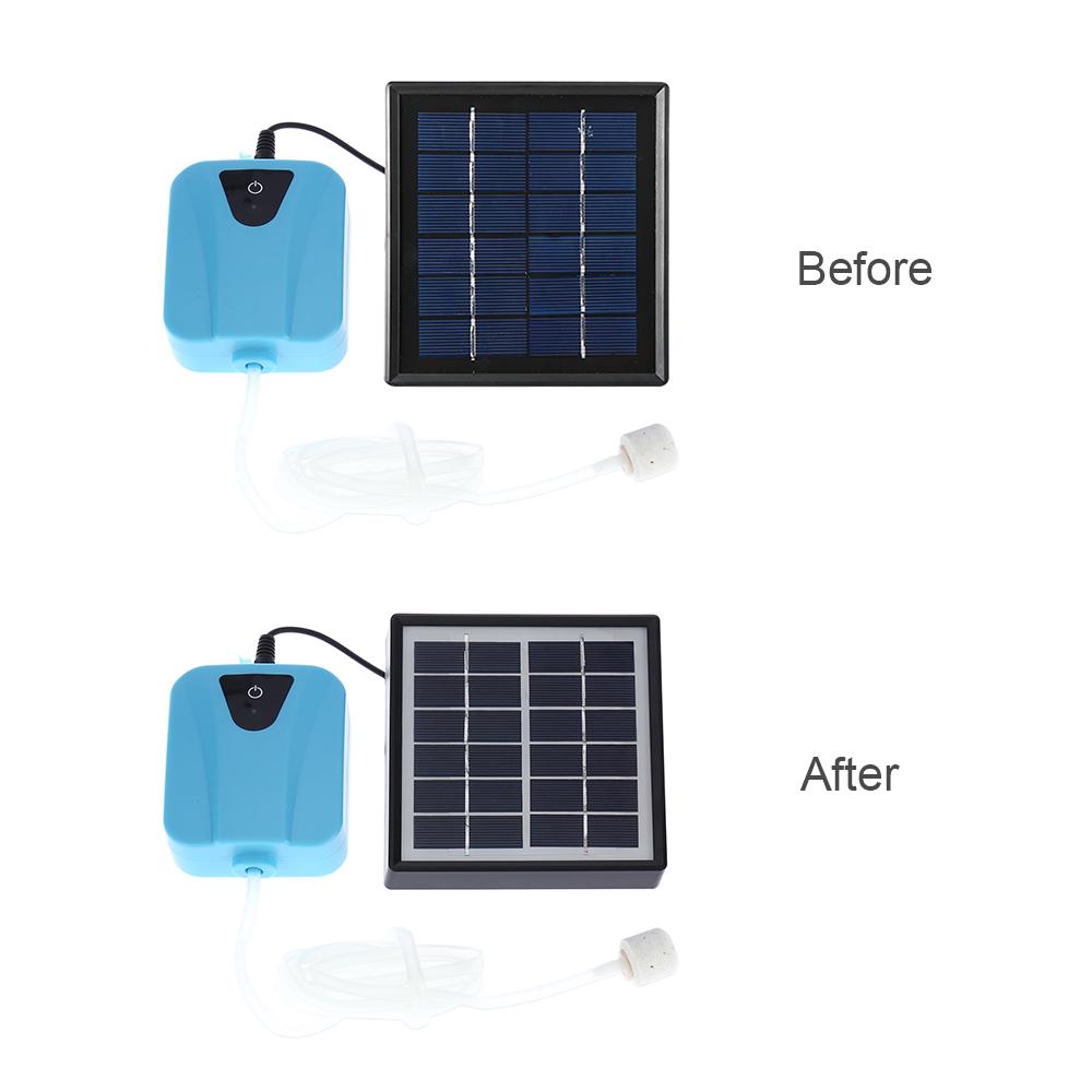 Solar Mini-Brunnenpumpe DC-Ladung Sauerstoffspender Wasser Sauerstoffpumpe Teichbelüfter mit 1 Luftstein Aquarium Luftpumpe 2L/min