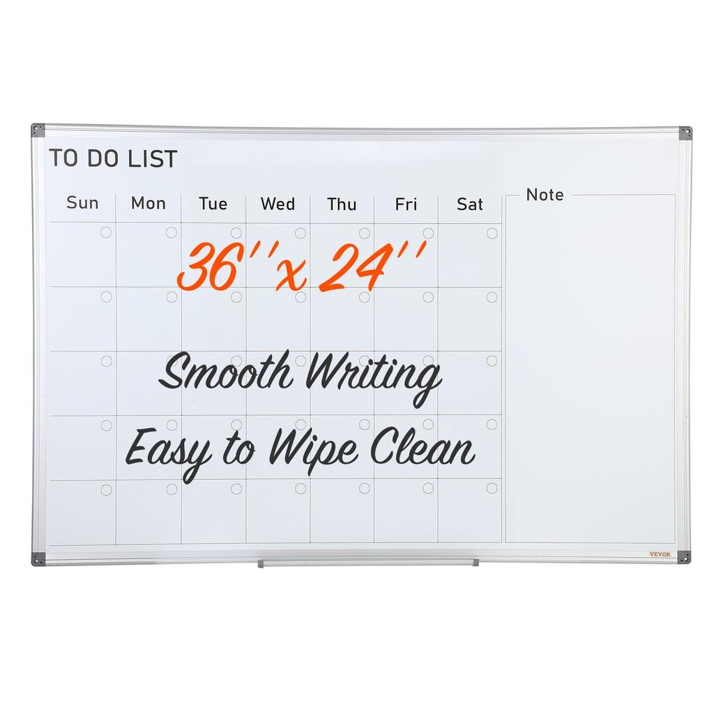 Calendar Whiteboard, 36 x 24 Inches Magnetic Dry Erase Calendar Board, Monthly Planner Whiteboard for Wall, 1 Magnetic Erase & 2 Dry Erase Marker &