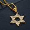 Hip Hop Iced Out Star of David Pendant Male Gold Color Stainless Steel Hexagram Necklace for Men Jewish Jewelry Birthday Gift