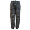 Dames Gescheurde Jeans Trekkoord Elastische Taille Gewassen Casual Broek Denim Broek