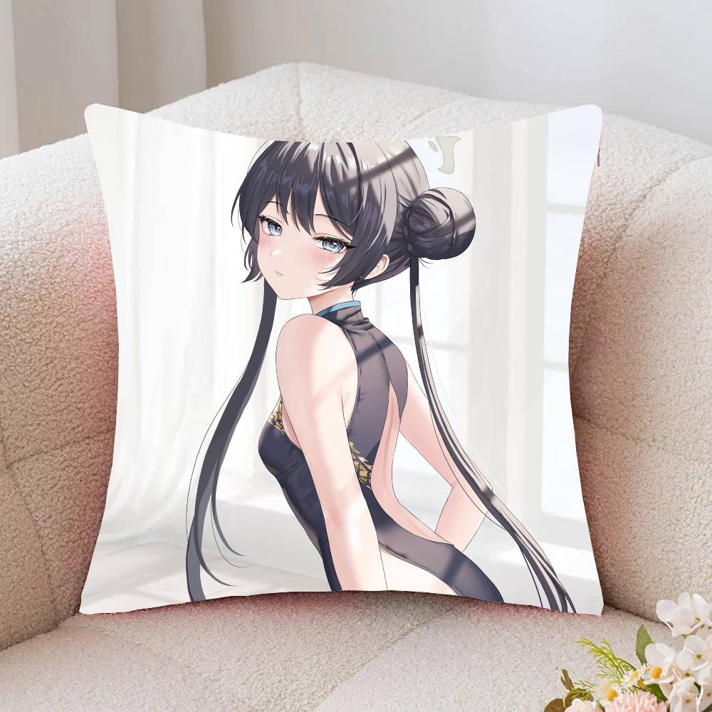 Kisaki Anime Games Blue Archive Pillow Case Fashion Square Pillowcase Bedroom Sofa Room Ins Decoration Leisure