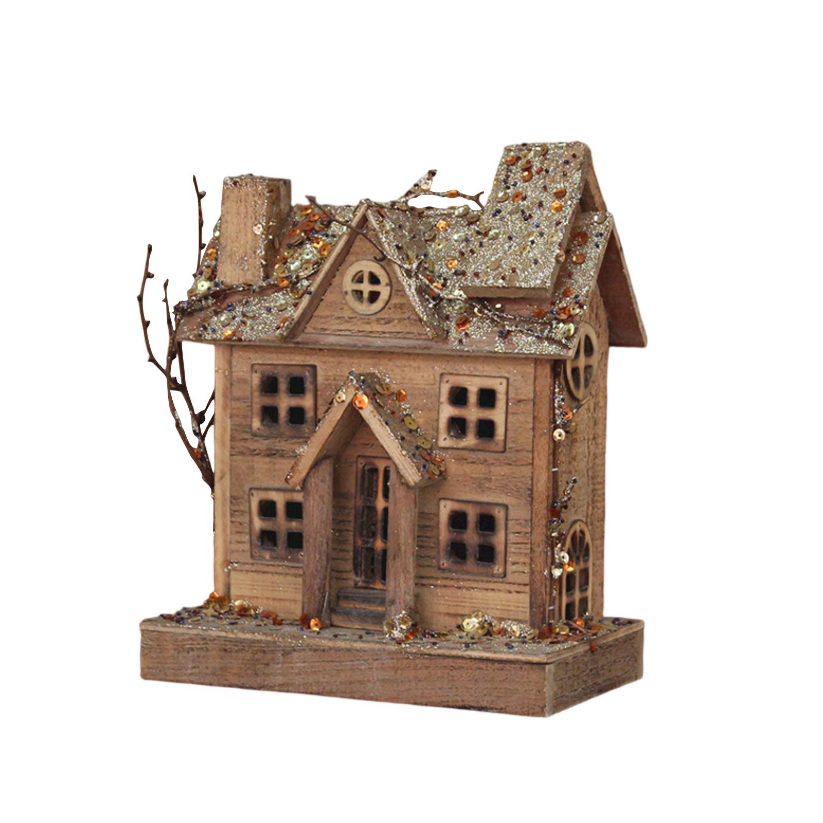 

Рождественское украшение стола Полый пряничный домик Зимнее праздничное украшение стола Теплые светодиодные огни Праздничный подарок One Size