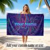 Abstract Geometric Theme Soft Beach Towel Personalized Custom Name Text Towel Portable for Beach Pool Travel