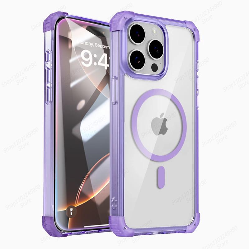Shockproof Magnetic Phone Cases For iPhone 16 14 13 12 11 15 Pro Max 14 15 16 Plus For Magsafe Wireless Charger Protector Cover