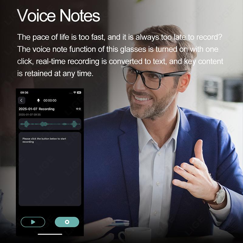 Smart Glasses Wireless Bluetooth Call Sunglasses Built-In Mic Speakers Touch Voice Assistant Intelnt Translation Glass