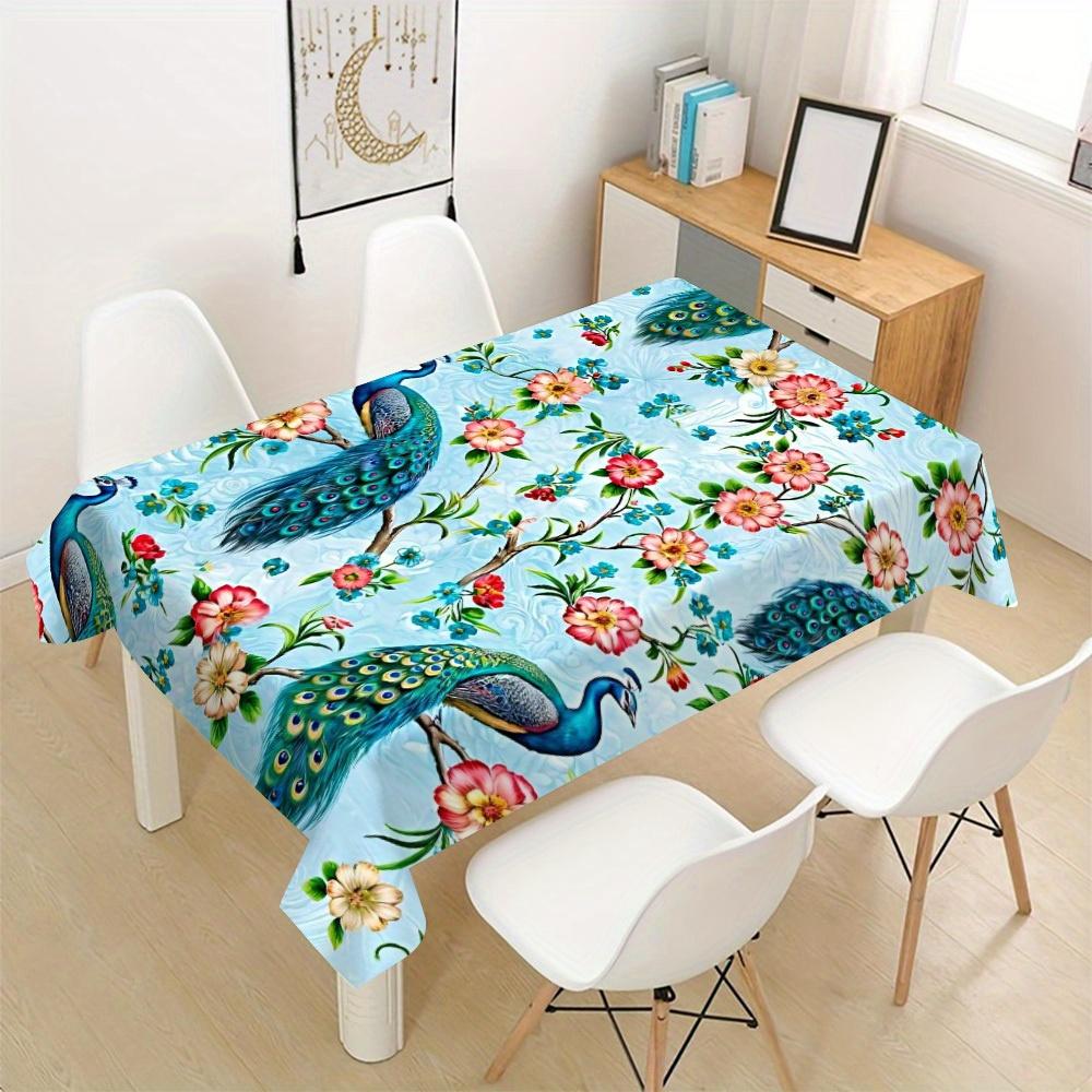 1pc Tablecloth Spring Floral Pattern Square Tablecloth, Spring And Birds Rectangular Tablecloth, Suitable for Spring And Summer Gatherings, Picnics, A