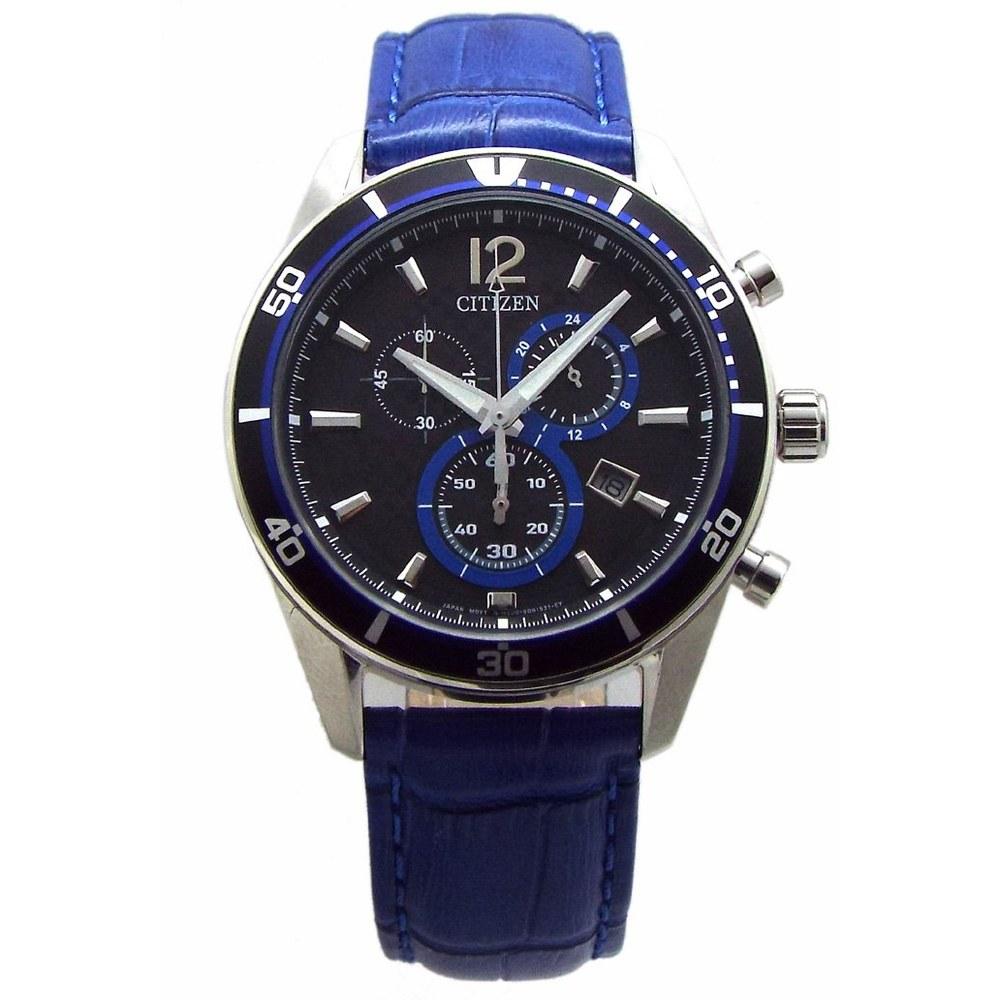 Citizen Eco-Drive Chronograph Watch VO10-6741F Blue Base Leather and Metal Belts Domestic Model