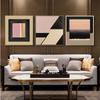 Abstract Warmth Pink Beige Black Square Rhombus Prints Poster Canva Painting Wall Art Picture For Living Room Bedroom Home Decor