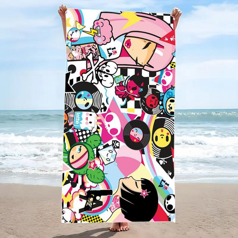 Tokidoki Anime Print Beach Towel, Large Soft Quick Dry Towel for Beach Camping Swimming