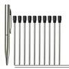 Portable Twist Tiny Ballpoint Pen Set Pocket-Sized Pen + 10 Black/Blue Ink Refills 0.7mm Point Metal Pocket Ballpen Travel Daily