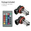 2PCS LED Car Fog Lights H8 H9 H11 9005 9006 RGB Bulbs Remote Control Fog Lights Bulb Car Driving Running Lamp Auto Leds Light