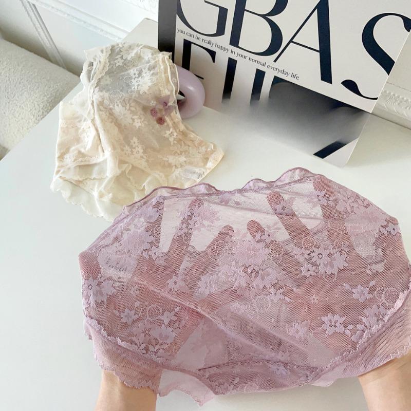 Ropa interior de Malla de Cereza Dulce Lencería Femenina Verano Encaje Triángulo Braguitas Transpirables Algodón Puro Entrepierna Cintura Braguitas