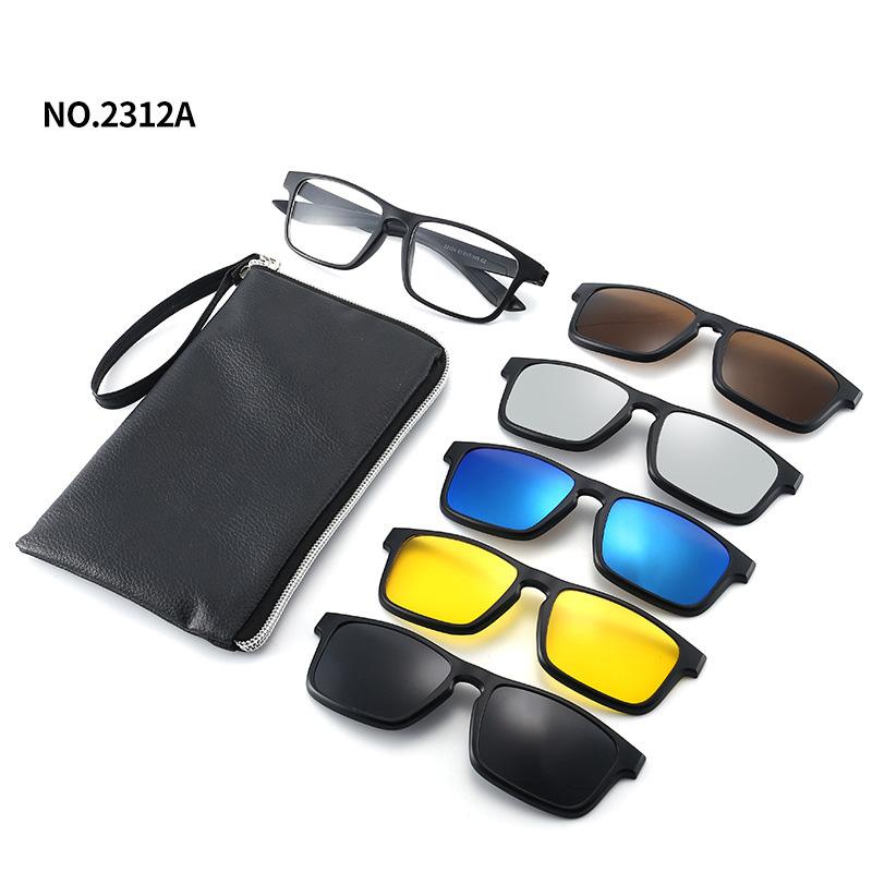 6 In 1 Men Women Optical Magnetic Sunglasses Clip Magnet Clip on Sunglasses Polaroid Clip on Sun Glasses WIth Box