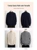Men's Stand Collar Double Zipper Cardigan Sweater - High-End Lazy Style for Autumn and Winter