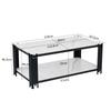 Rectangular Coffee Table with Metal Legs, Marbled Tabletop, Modern Living Room Furniture, White-Black – H46/B1140/T64 cm